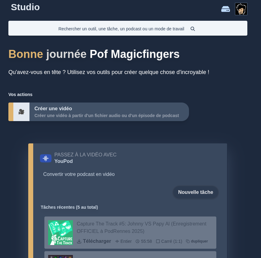 La page d'accueil de la nouvelle interface de podCloud